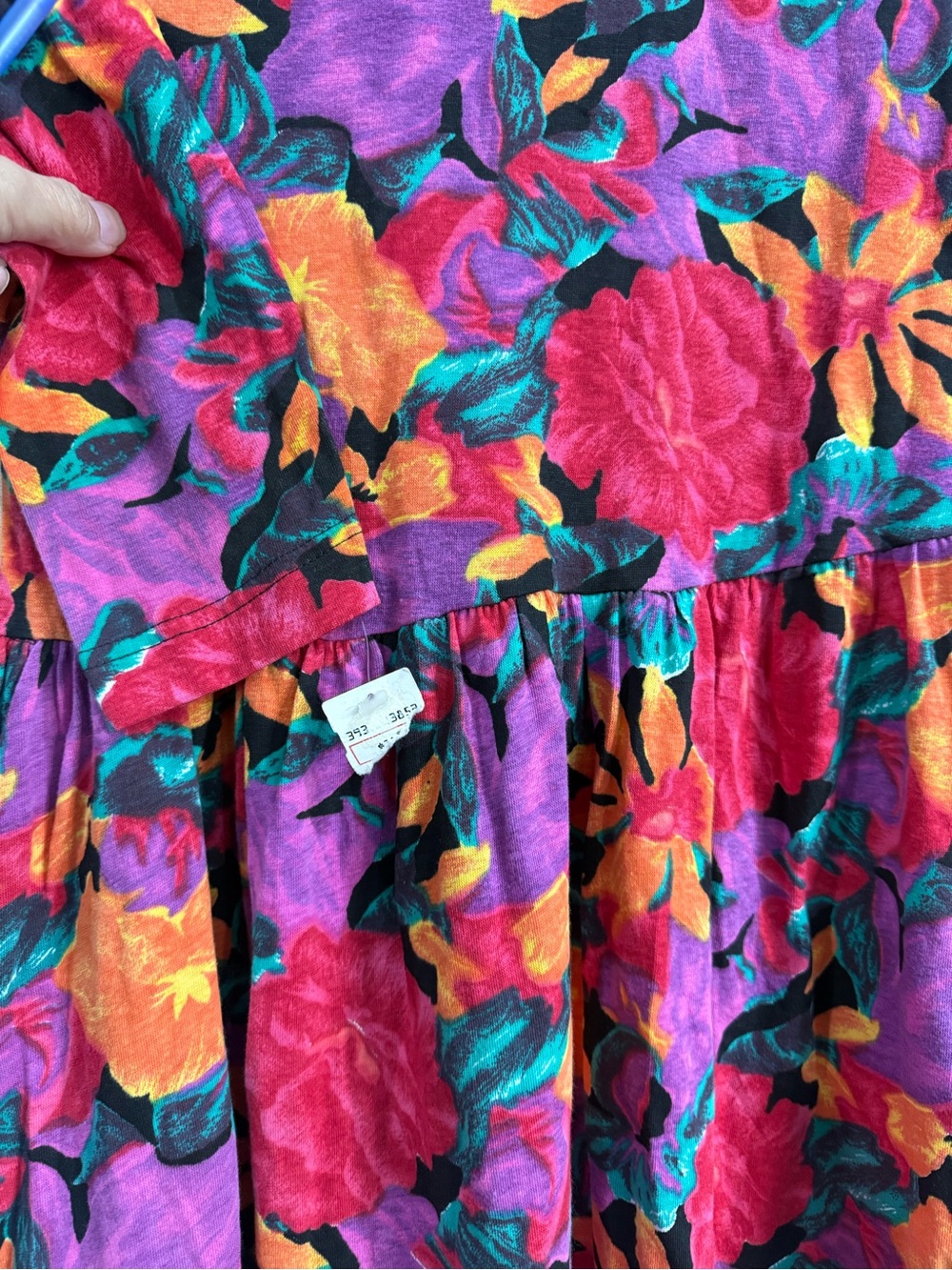 Vintage 80s 90s NWT Floral Babydoll Dress Tunic Cotton Drop Waist Button Up - Picture 7 of 10